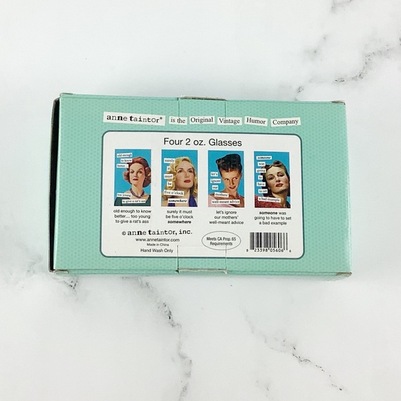 Anne Taintor 4-Pack Witty Retro Shot Glasses New in Original Box NIB - Picture 2 of 3